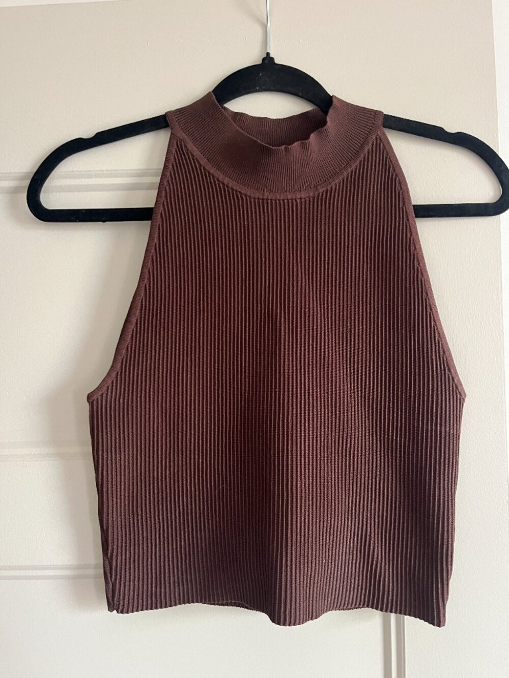Aritzia Babaton Sculpt Knit Brown Halter Top M